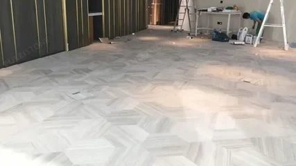 Marble flooring in Dubai villa with elegant natural stone floors and modern interiors