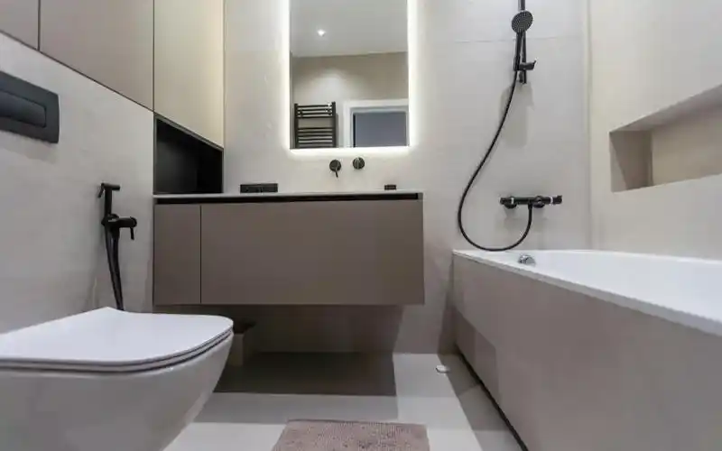 Bathroom renovation contractors in Dubai working on a modern villa bathroom renovation